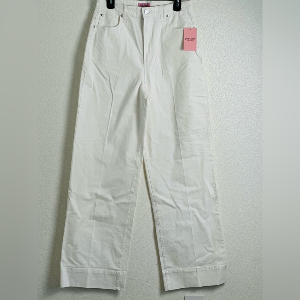 Juicy Couture Women's White Lunita High Rise Wide Leg Jeans Size 30
